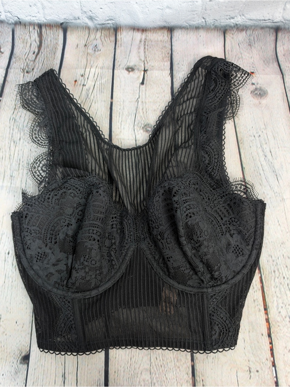Victoria's Secret lace corset bralette black size 34DD